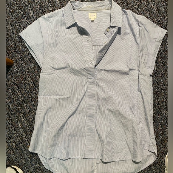 J. Crew Tops - J. Crew Striped Blue Button-Up Shirt